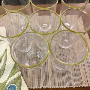 Elegant Green-Rimmed Glass Set